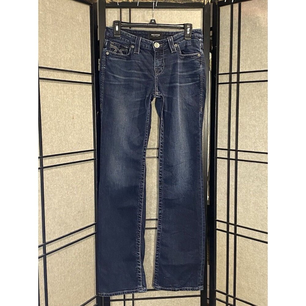 Big Star Remy Blue Jeans Women's 28 x 32 Tall Low Rise Boot Dark Wash No Holes